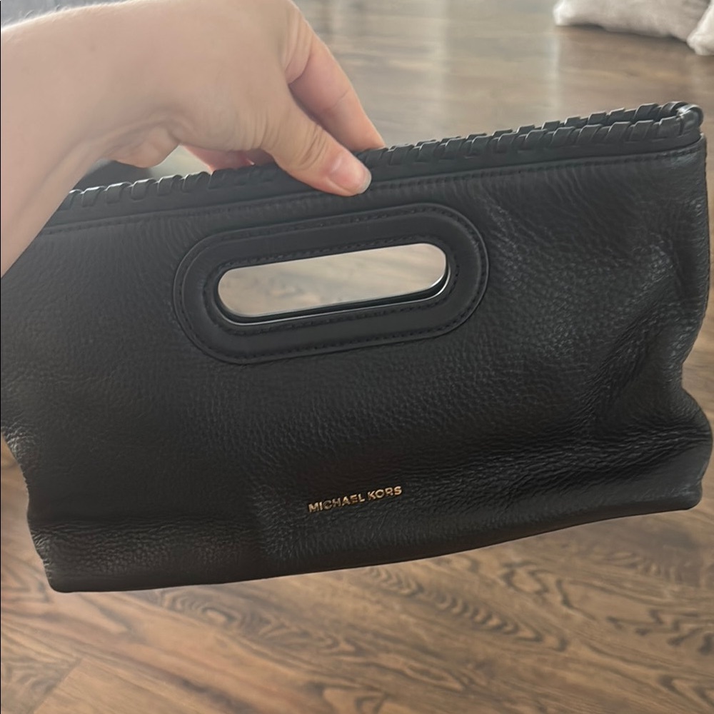 Michael Kors Black Clutch with Silver Accent
